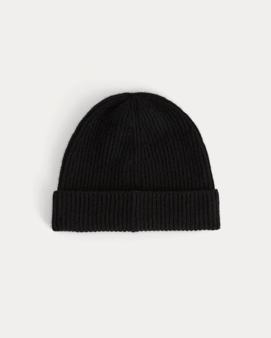 The Cashmere Ribbed Beanie | Black
