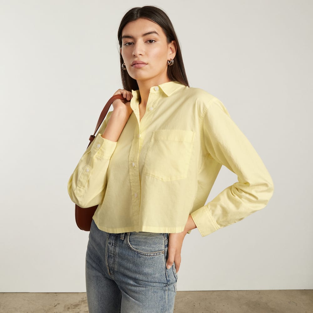 The Way-Short Shirt in Silky Cotton | Pastel Yellow