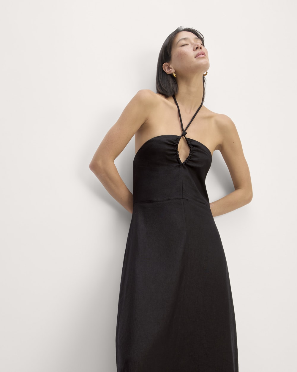 The Linen Halter-Neck Dress | Black