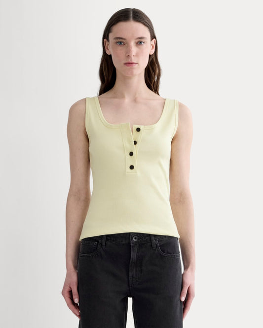 The Selfie Henley Tank | Light Yellow