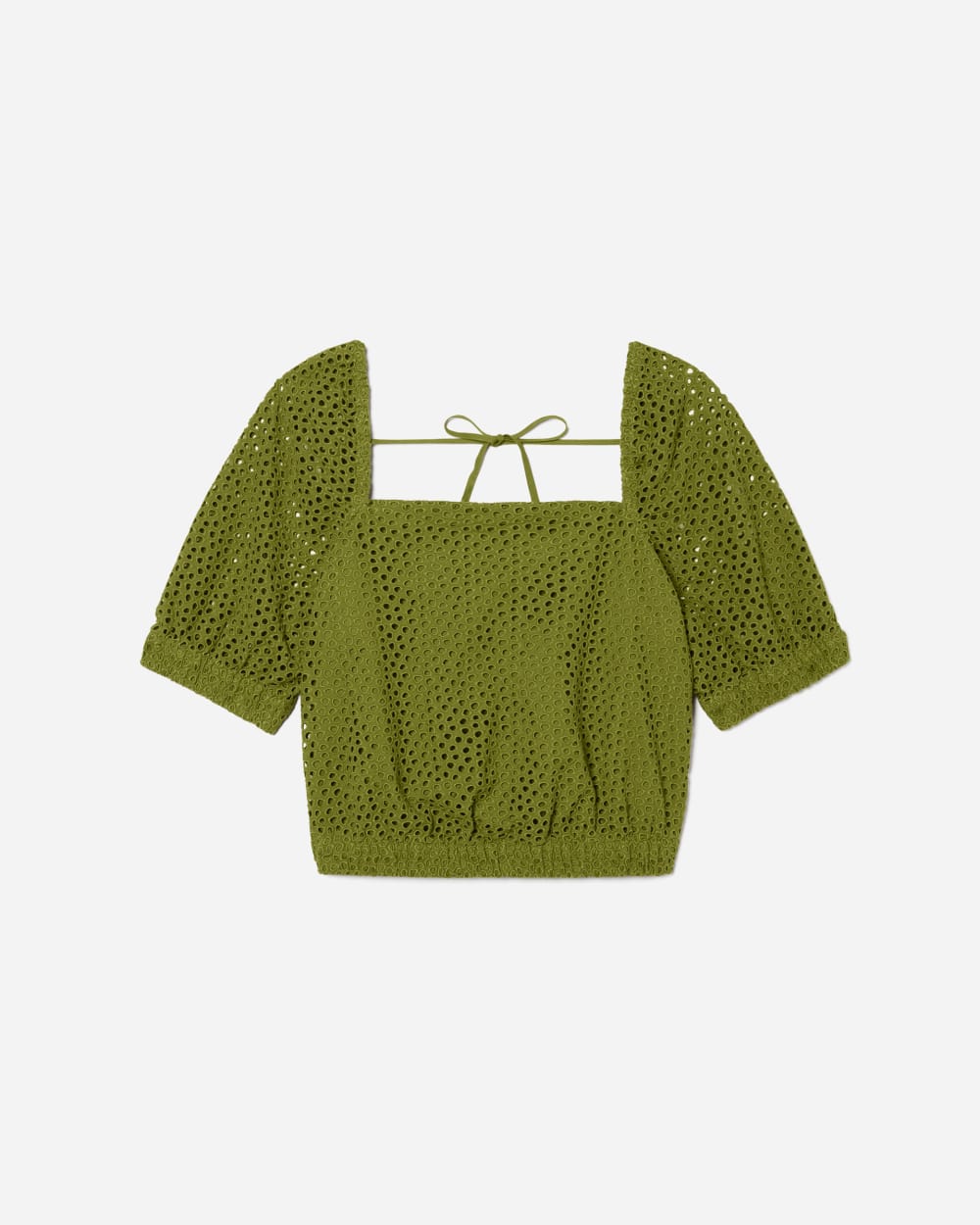 The Eyelet Puff Sleeve Top | Moss