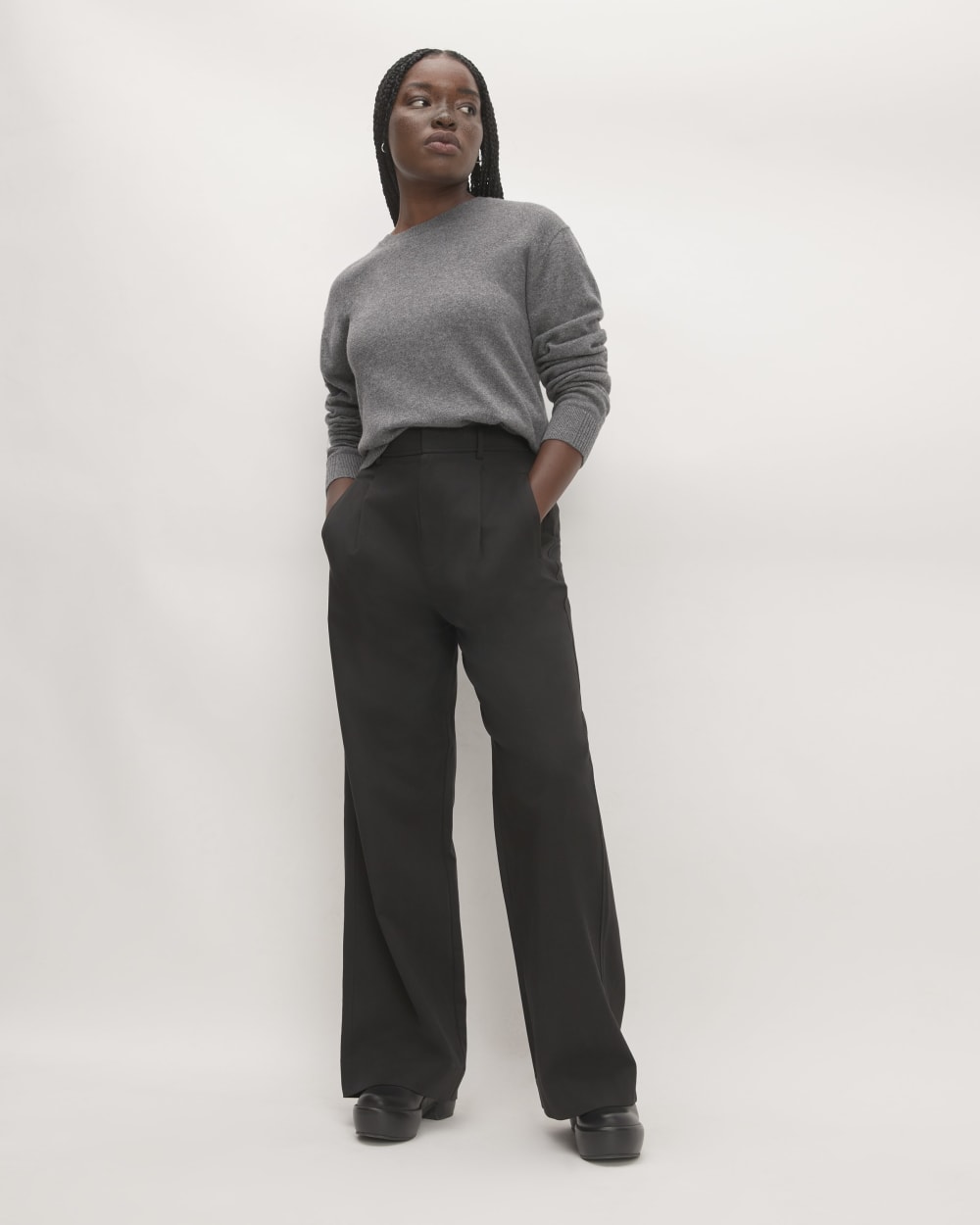 The Classic Crew in Cashmere | Heather Charcoal