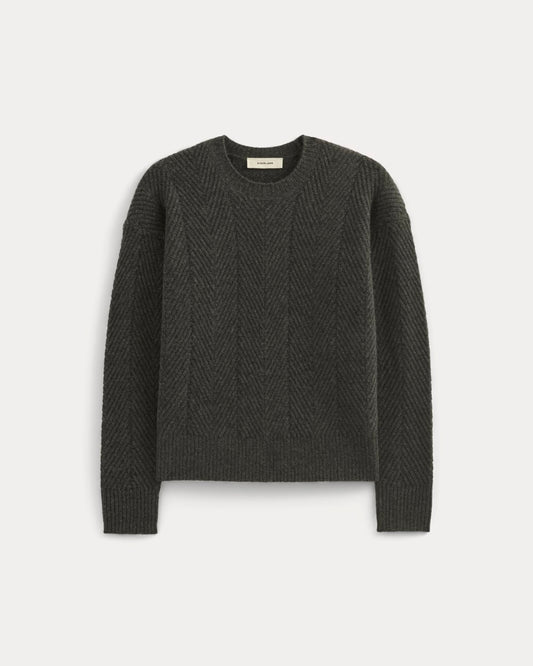 Cashmere Herringbone Sweater | Heather Charcoal