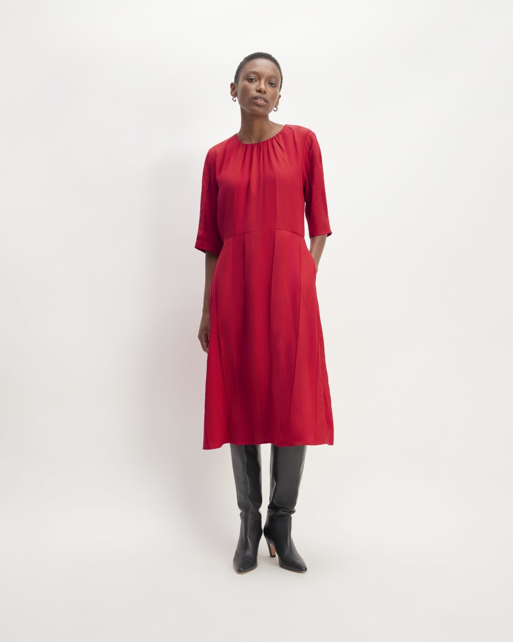 The City Stripe Ruched Dress | Haute Red