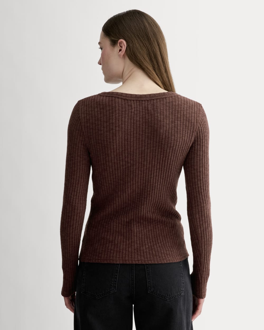 The Cozy Rib Henley | Dark Mahogany