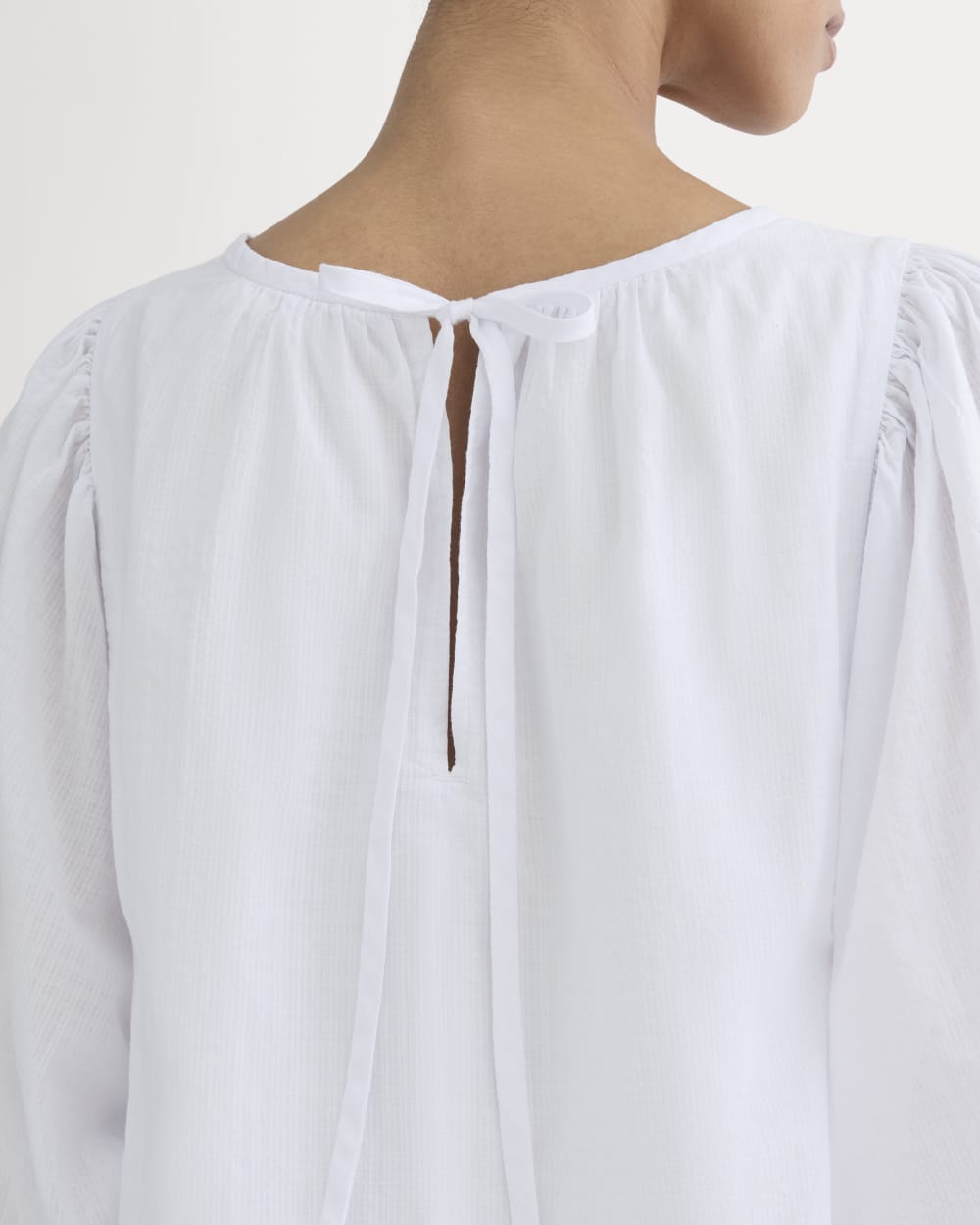 The Gauze Puff-Sleeve Mini Dress | White