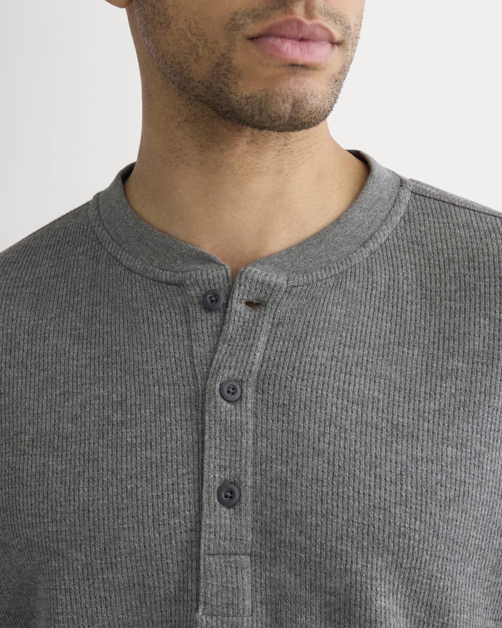 Thermal Henley in Cozy Waffle | Heathered Charcoal