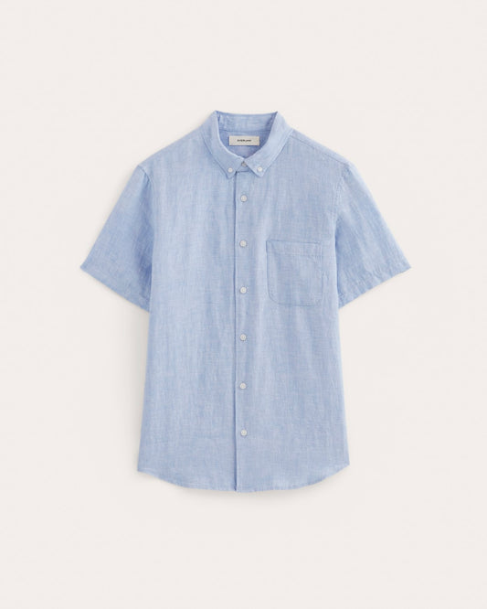 The Classic Short-Sleeve Shirt in Linen | Light Blue
