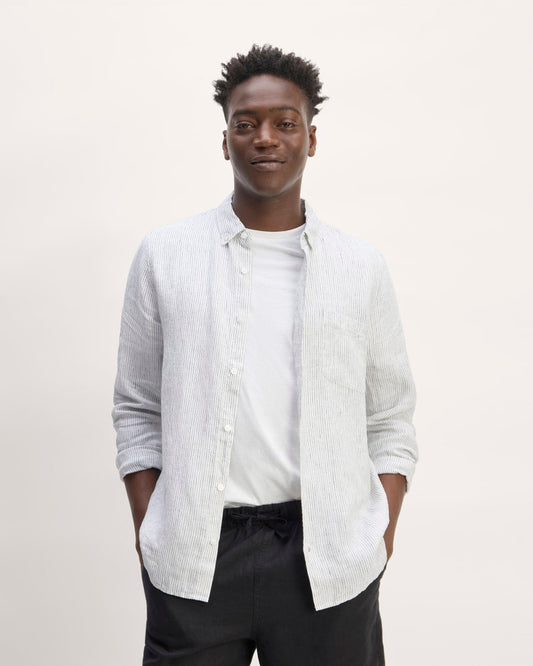 The Classic Shirt in Linen | White / Black