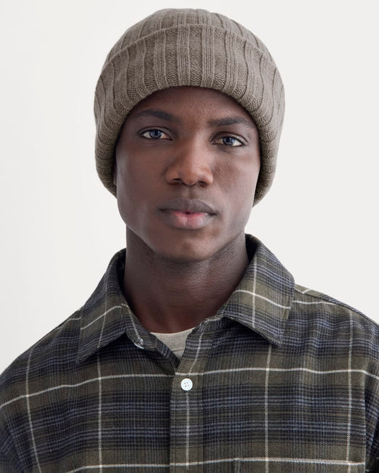Chunky Ribbed Beanie | Taupe Melange
