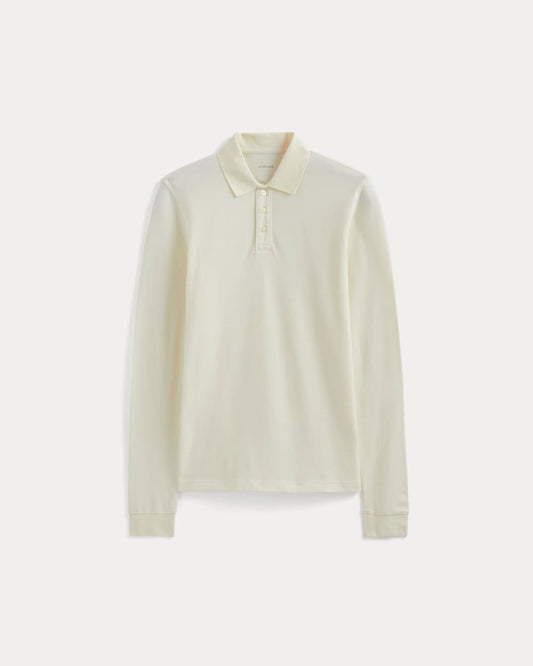 The Long-Sleeve Pique Polo | Bone