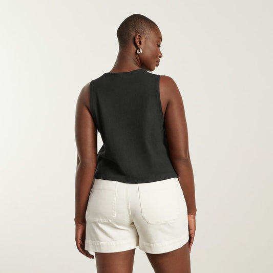 The Premium Weight Cropped Pocket Tank | Black