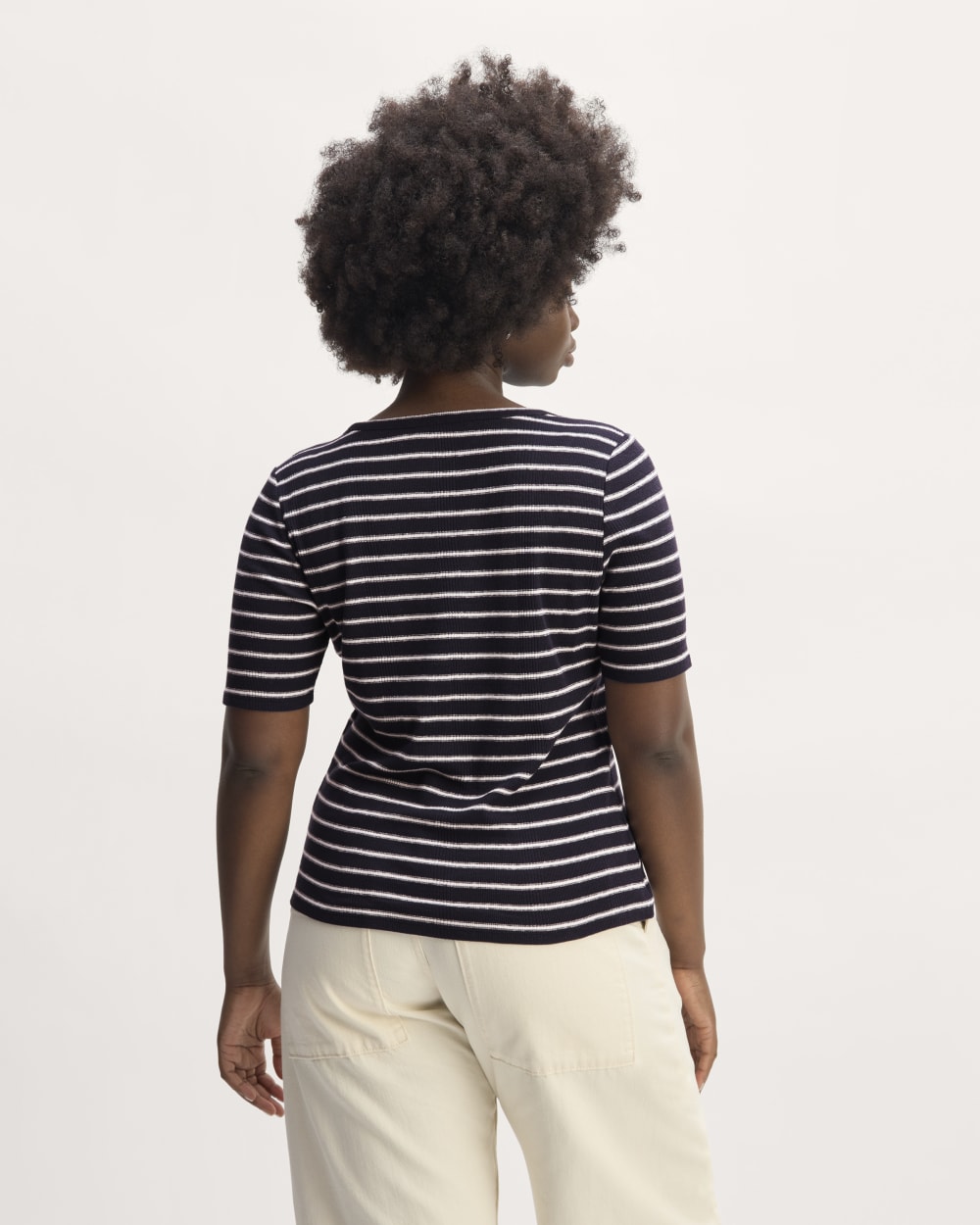 The Vintage Rib Scoop-Neck Top | Navy / Bone