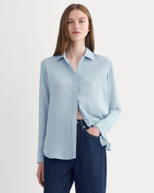 The Must-Have Shirt in Washable Silk | Soft Blue