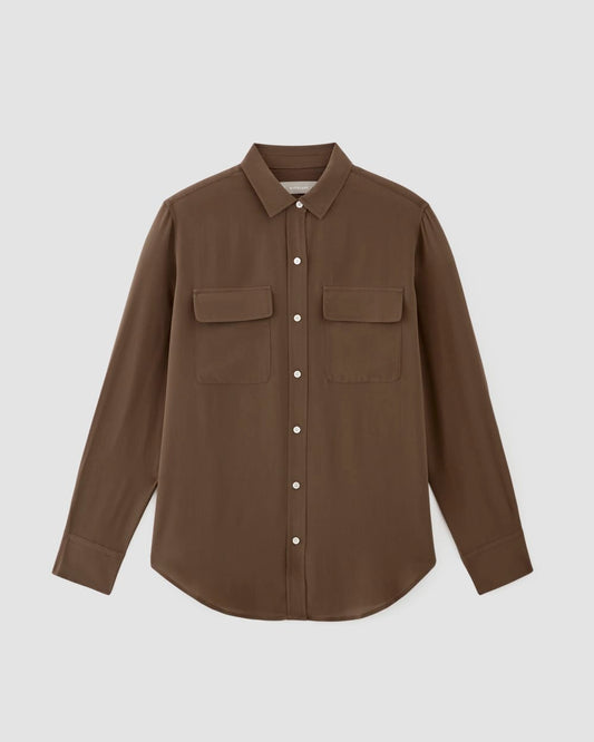 The Utility Shirt in Washable Silk | Cocoa