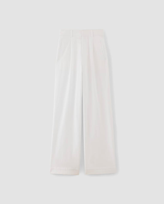 The Draper Pleated Pant in Buttersmooth | White | 32 Inseam