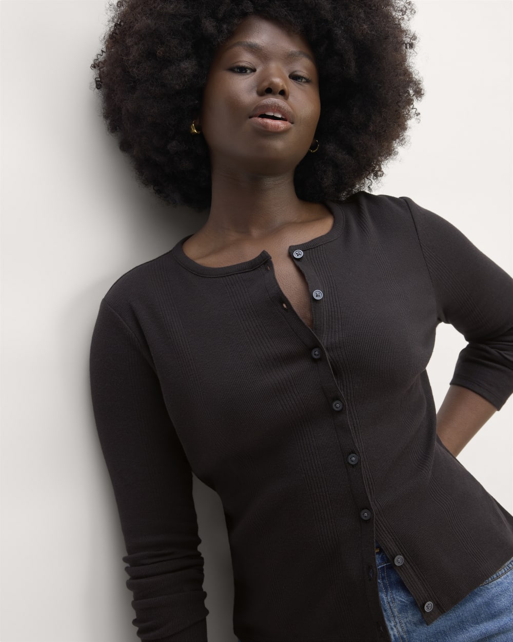 The Vintage Rib Cardigan | Black