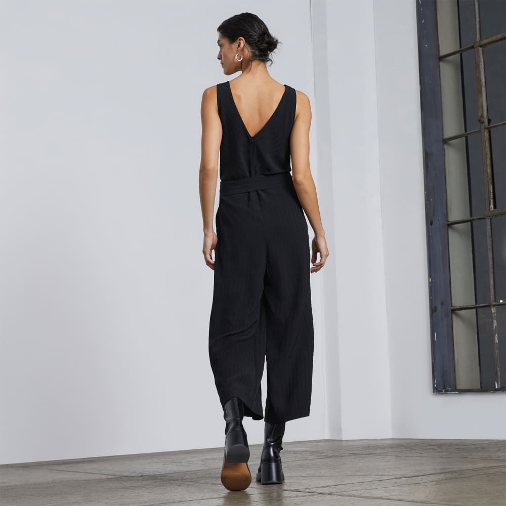 The City Stripe Draped Jumpsuit | Black