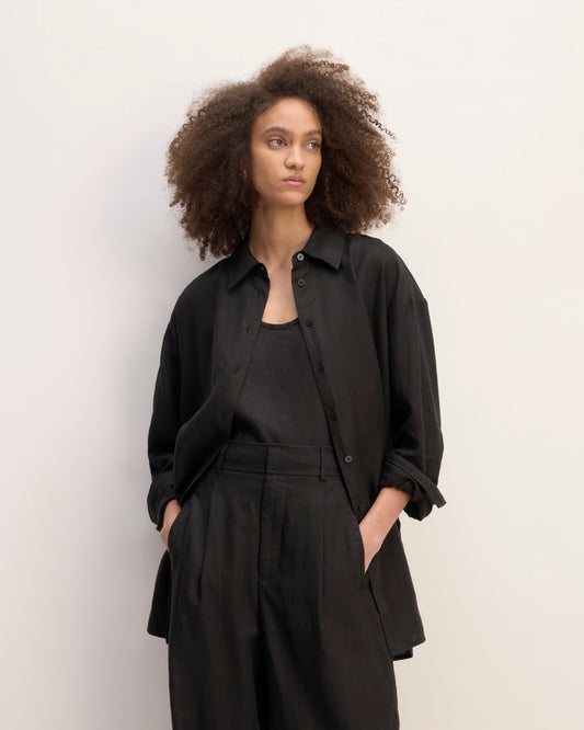 The Boyfriend Shirt in Linen | Black