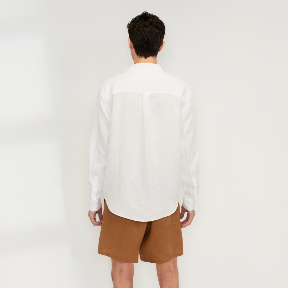The Relaxed Linen Long-Sleeve Shirt | White