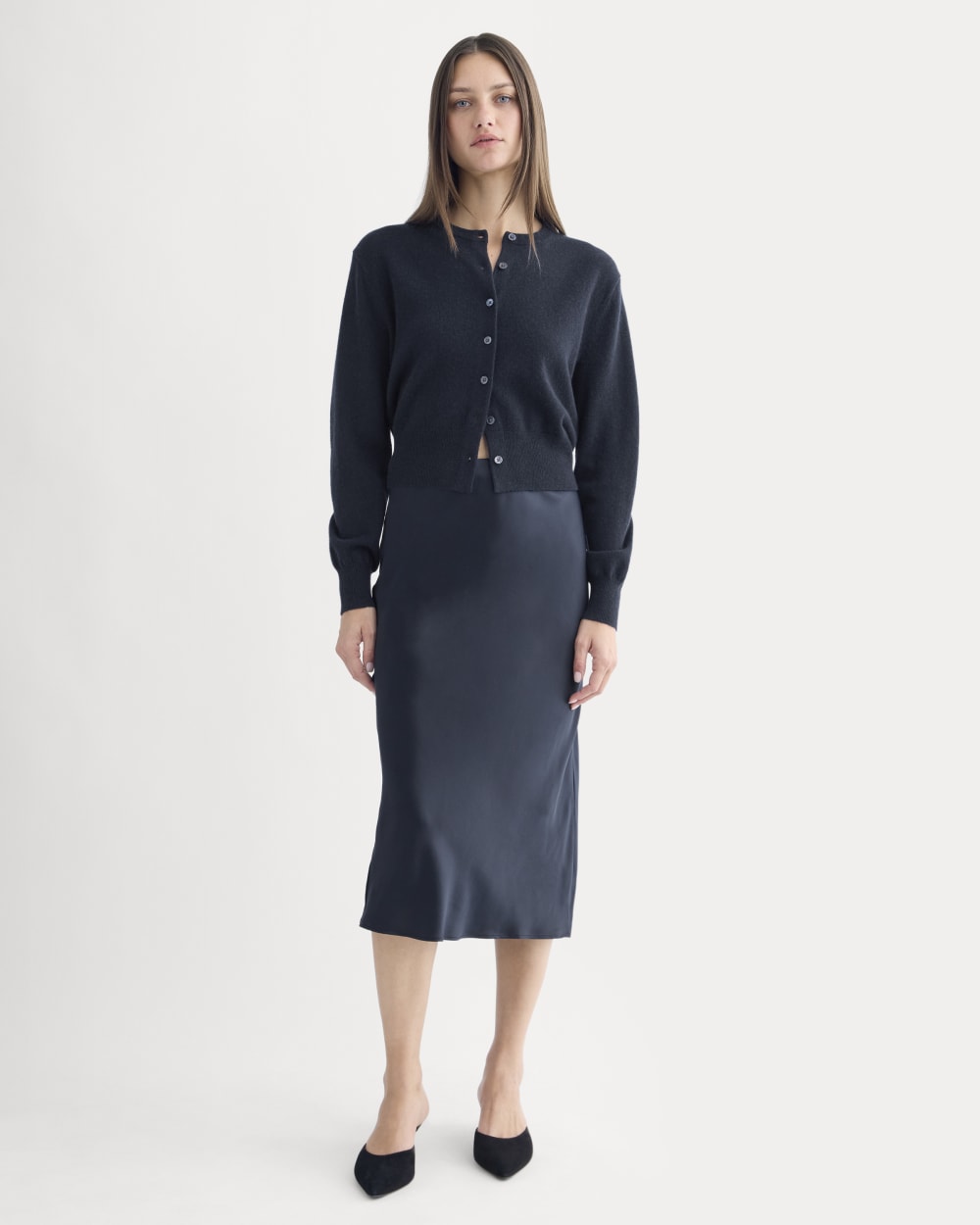 Slip Skirt in Silk Charmeuse | Navy