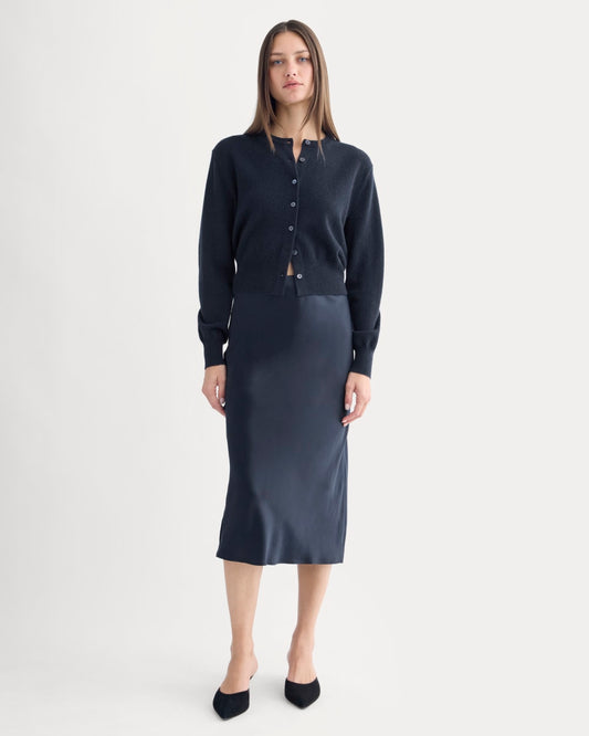 Slip Skirt in Silk Charmeuse | Navy