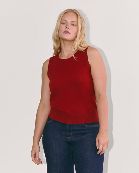 The Classic Tank in Cashmere | Berry Red