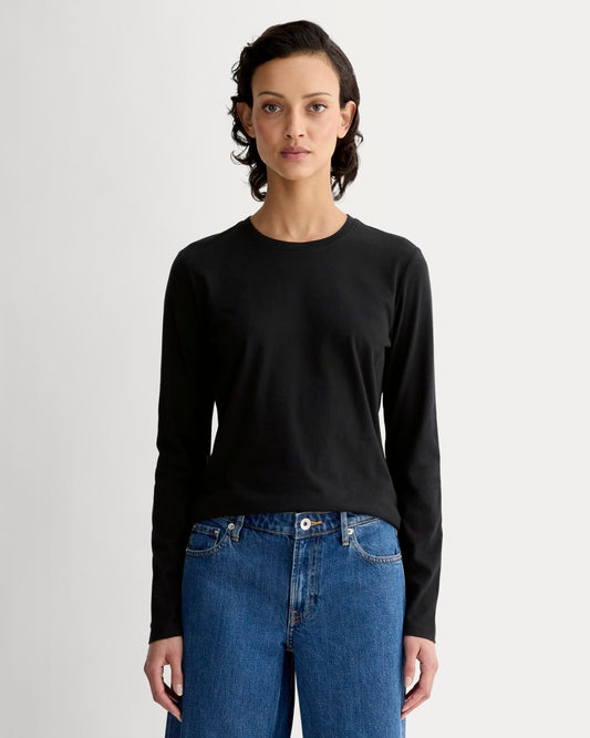 The Slim Long-Sleeve Crew in Essential Cotton | Black