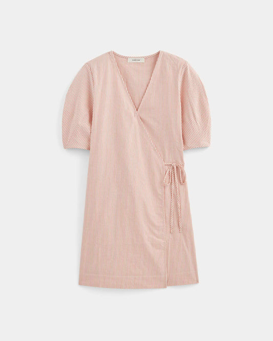 The Seersucker Mini Wrap Dress | Soft Orange