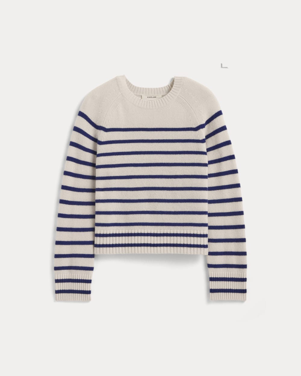 The Boxy Crew in Cashmere | Soft White / Deep Blue