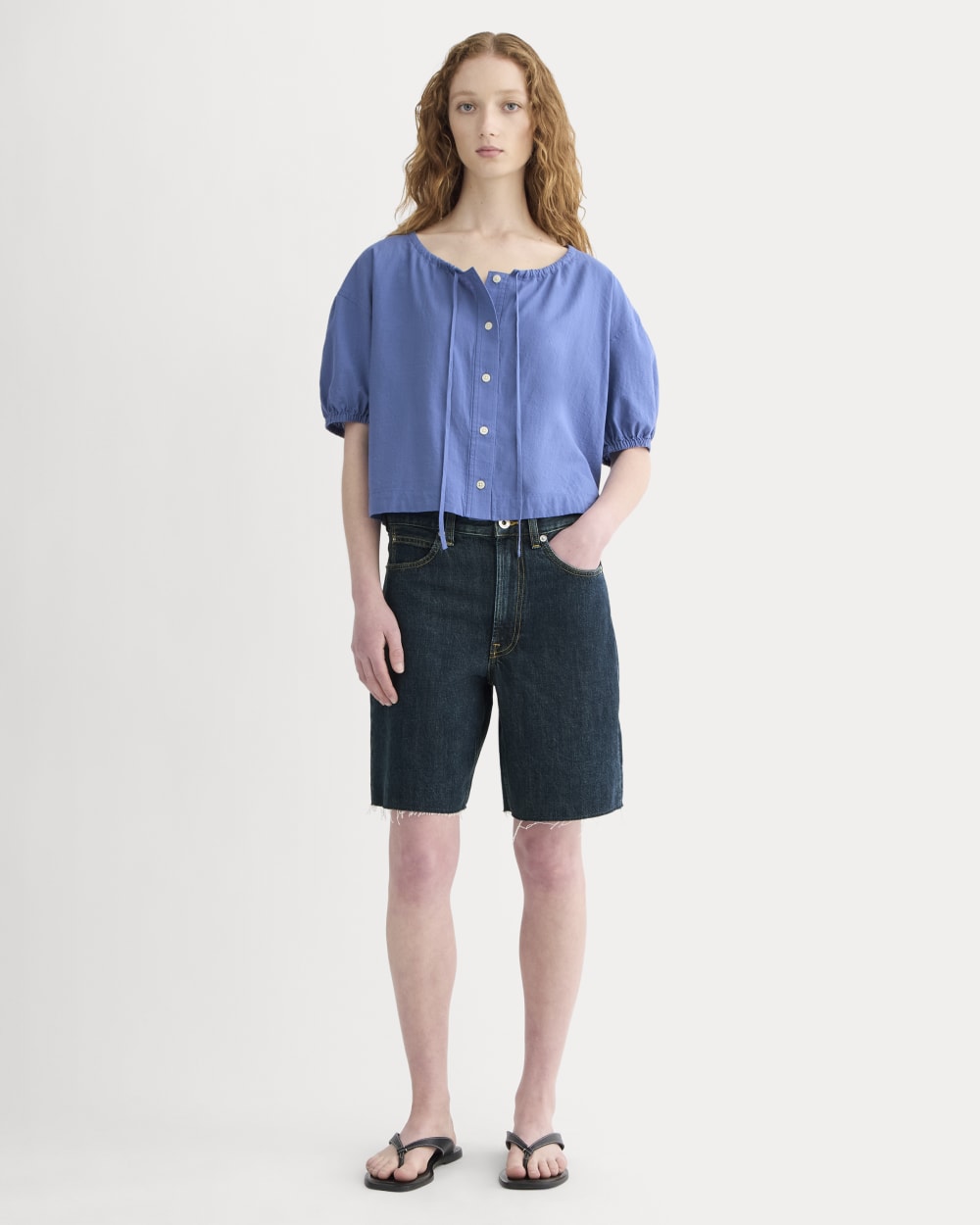 The Gauze Button-Up | Soft Cobalt