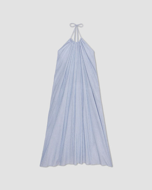 The Tie-Back Halter Dress | Mazarine Blue / Optic White