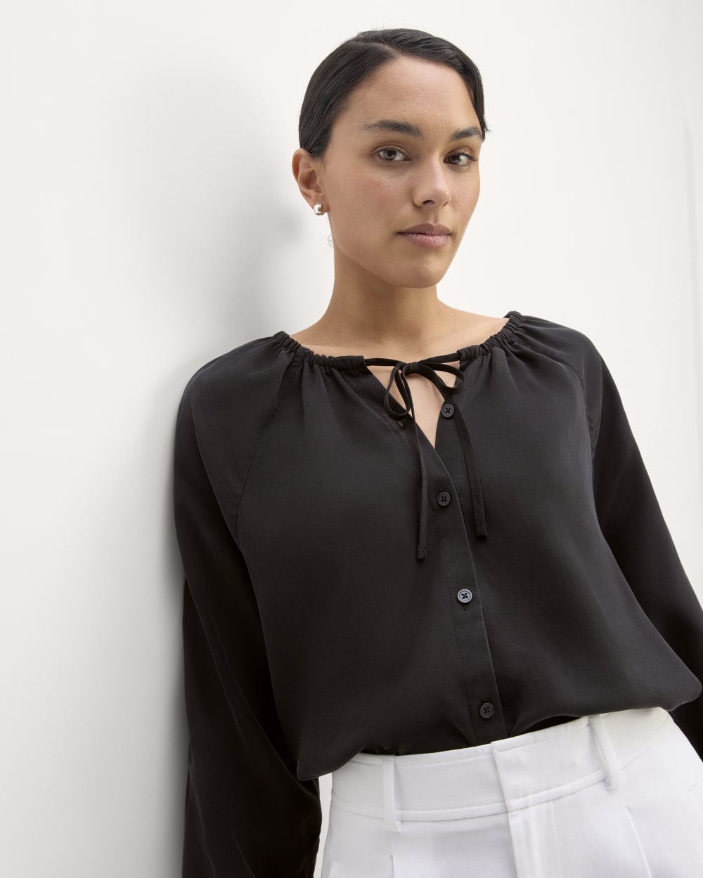 The Gathered Shirt in Butterlite | Black