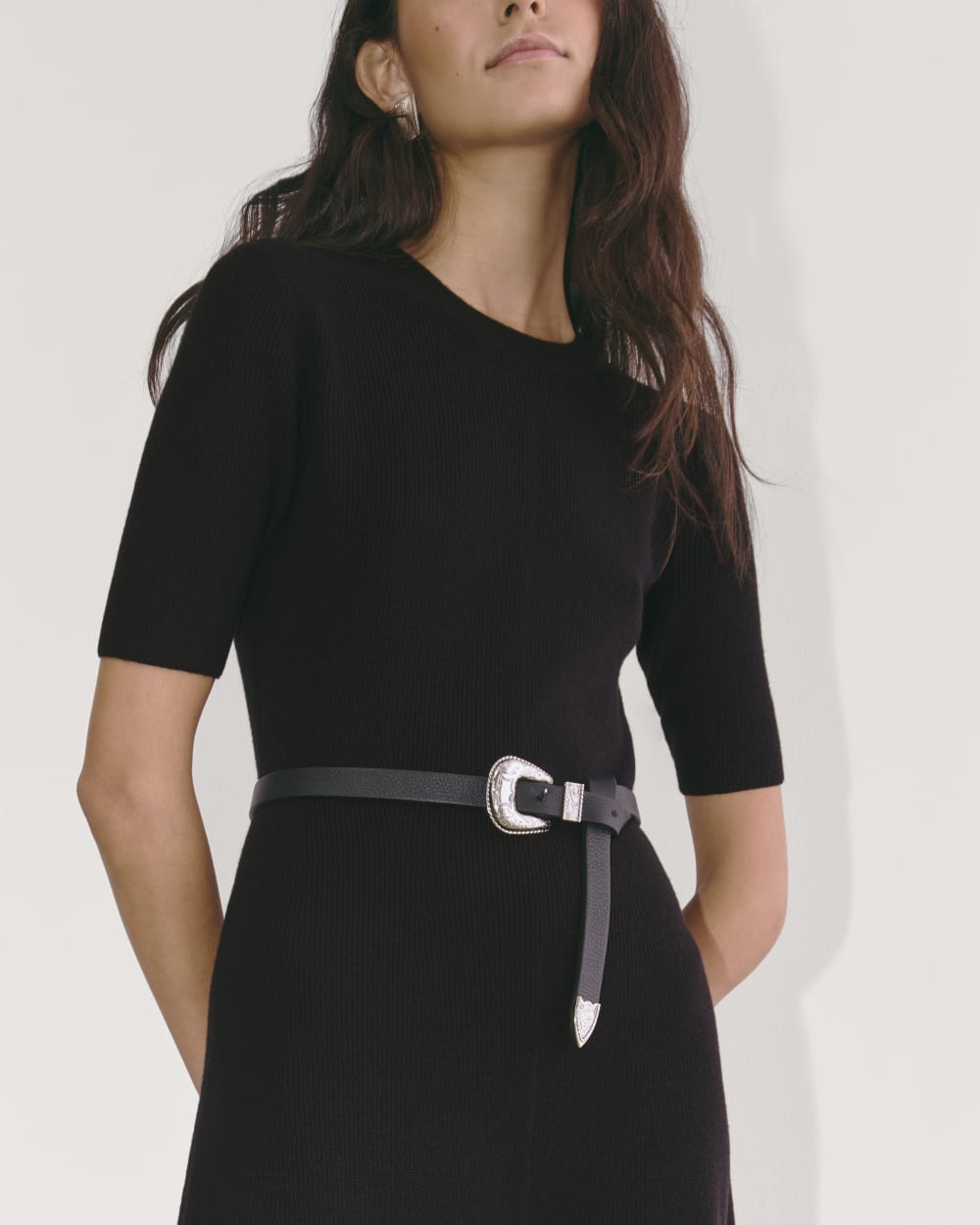 The Ribbed Sweater Dress | Black