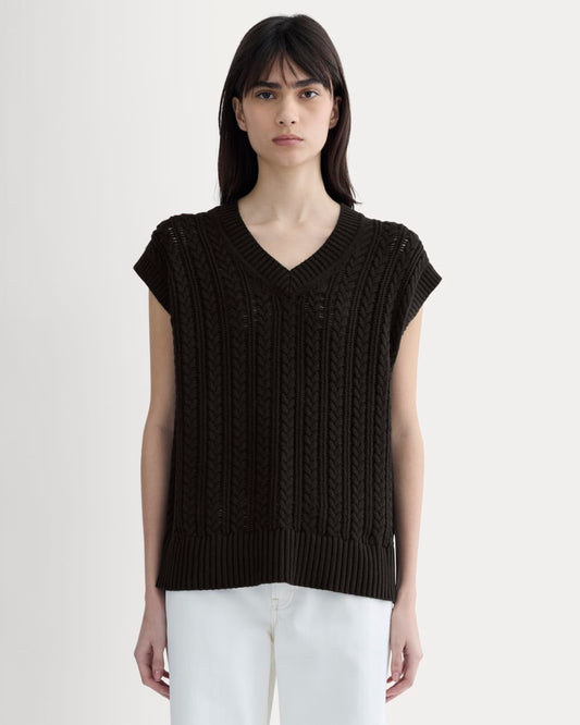 The Mesh Cable Vest in Everyday Cotton | Black