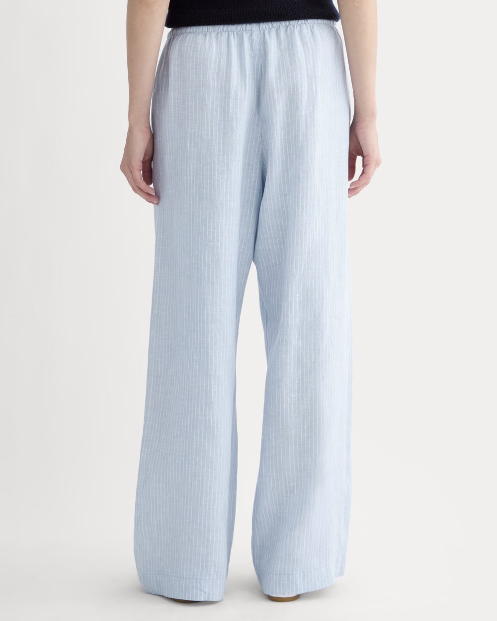 The Drawstring Pant in Linen | Sky Blue / White