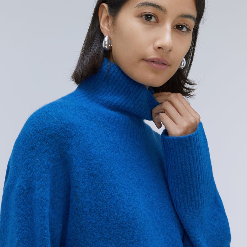 The Cozy Stretch Turtleneck Dress | Heathered Lapis Blue
