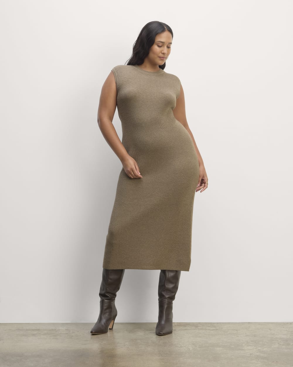 The Midi Dress in Everyday Cotton | Heather Taupe
