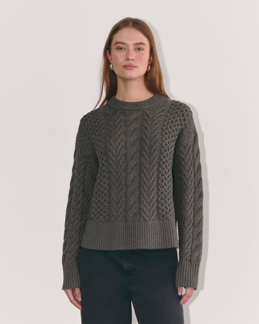 The Cable Sweater in Everyday Cotton | Heathered Charcoal