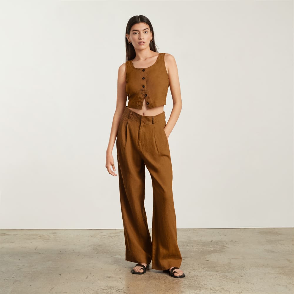 The Linen Way-High® Drape Pant  | Tawny Brown