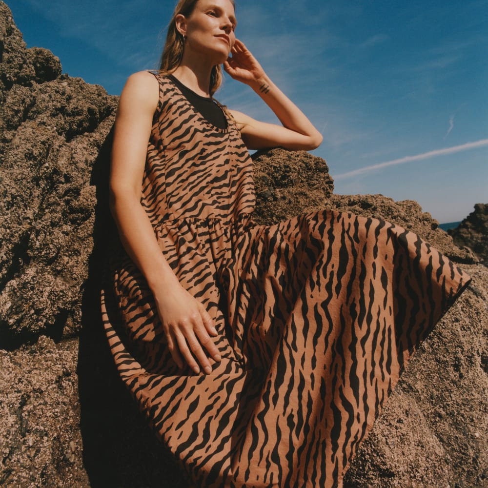 The Poplin Summer Dress | Tiger Stripe Toasted Coconut