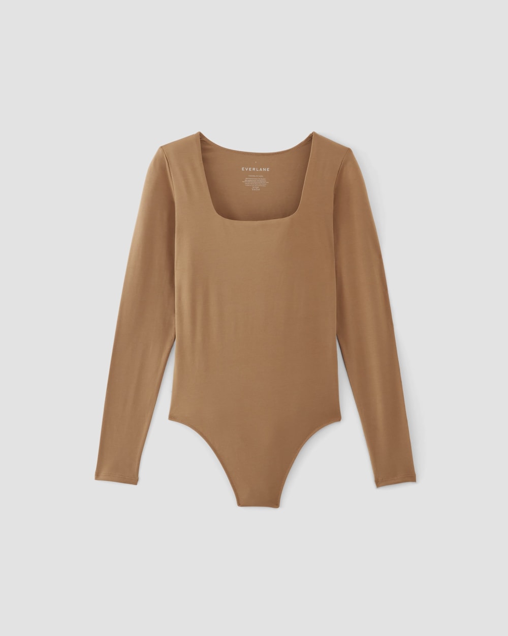 The Long-Sleeve Supima® Square-Neck Bodysuit | Tawny Brown | Thong