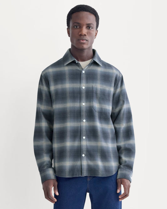 Brushed Flannel Shirt | Blue Ombre Plaid