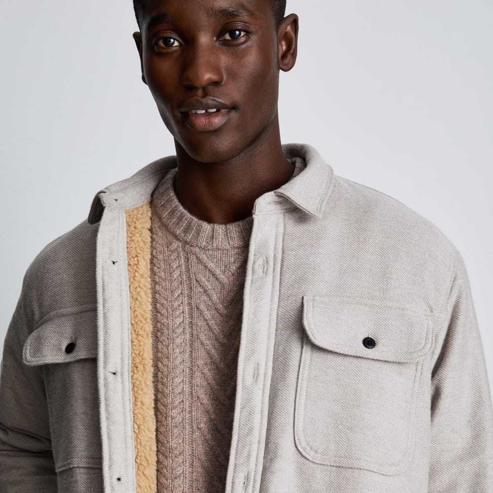 The ReNew Fleece-Lined Heavyweight Overshirt | Heathered Burnt Sugar