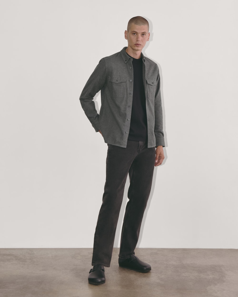 The Brushed Flannel Shirt | Heathered Graphite