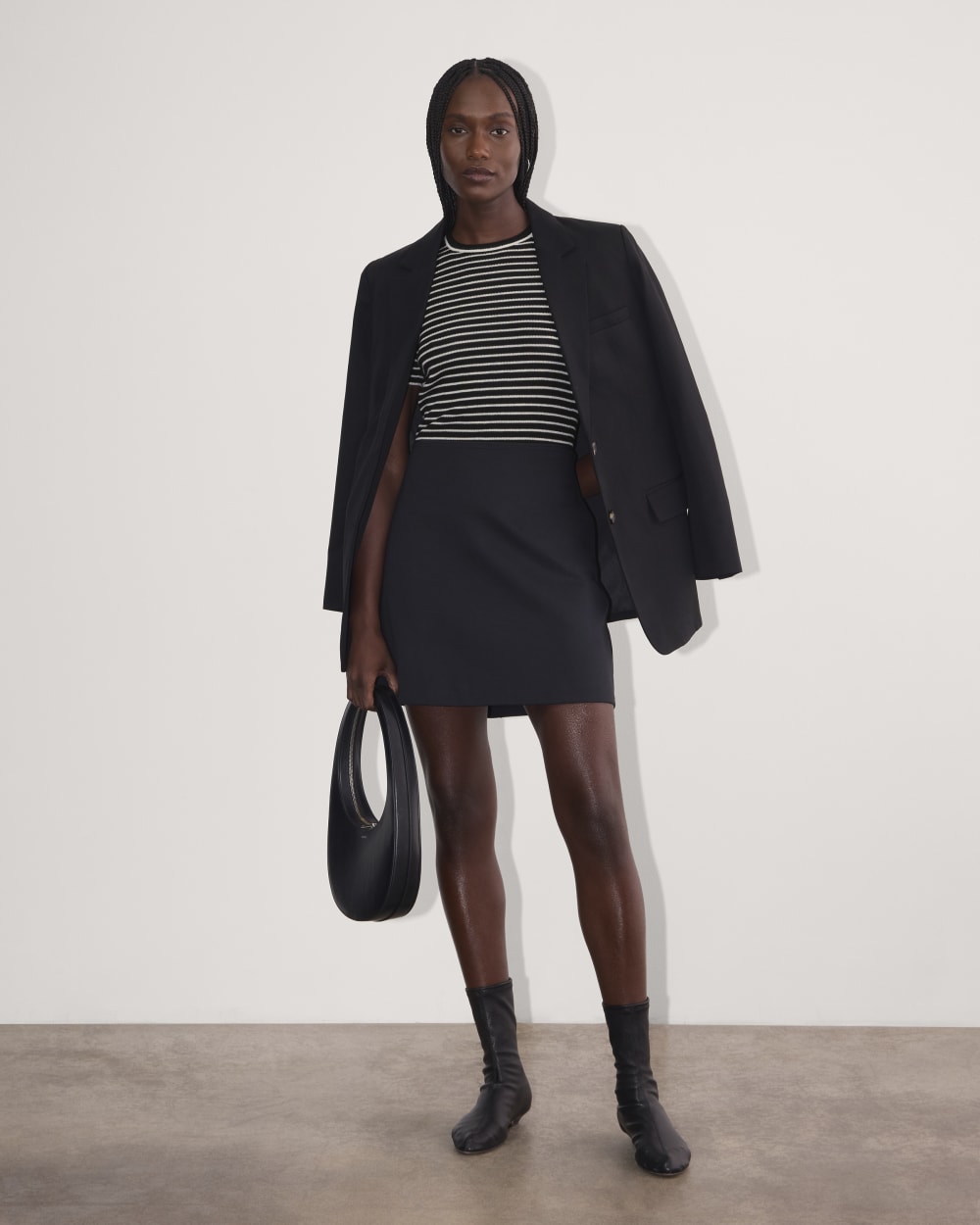 The Sweater Tee in Ultrasoft Merino | Black / Bone