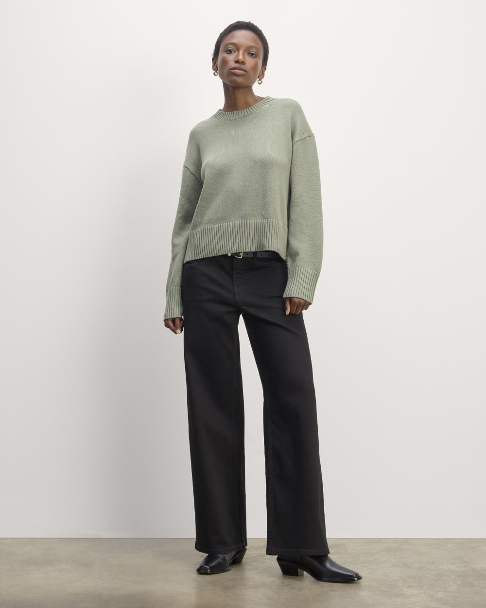 The Boxy Sweater in Everyday Cotton | Sage Green