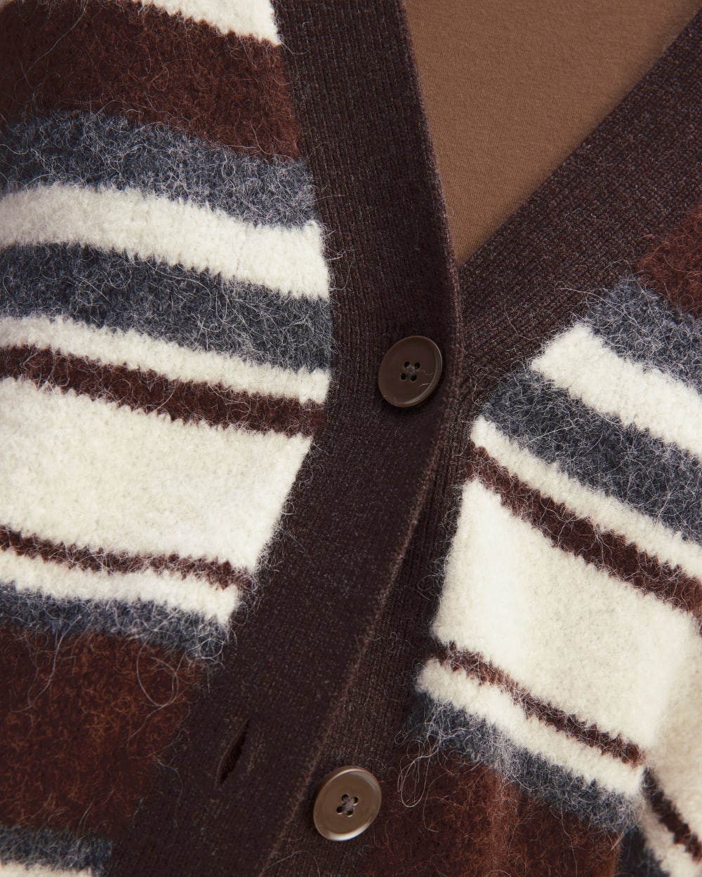 The SuperFuzz Alpaca Cardigan | Bone / Hot Fudge / Heather Charcoal