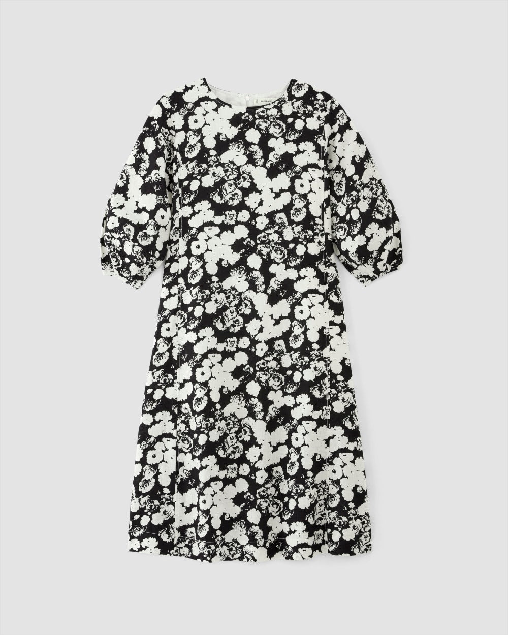 The Linen A-Line Midi Dress | Black / Bone Floral