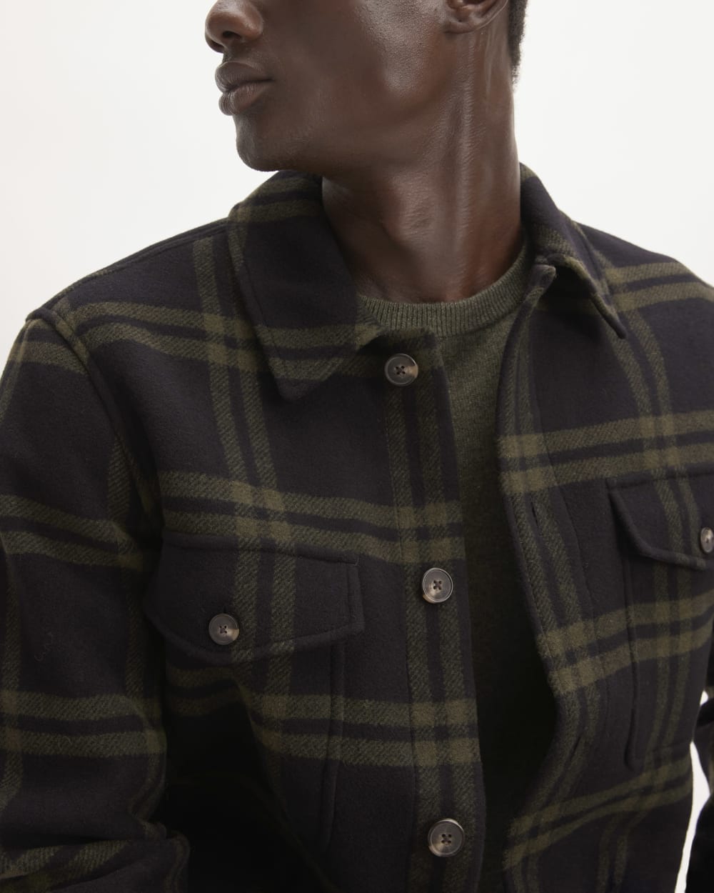 The ReWool® Oversized Shirt Jacket | Black / Olive